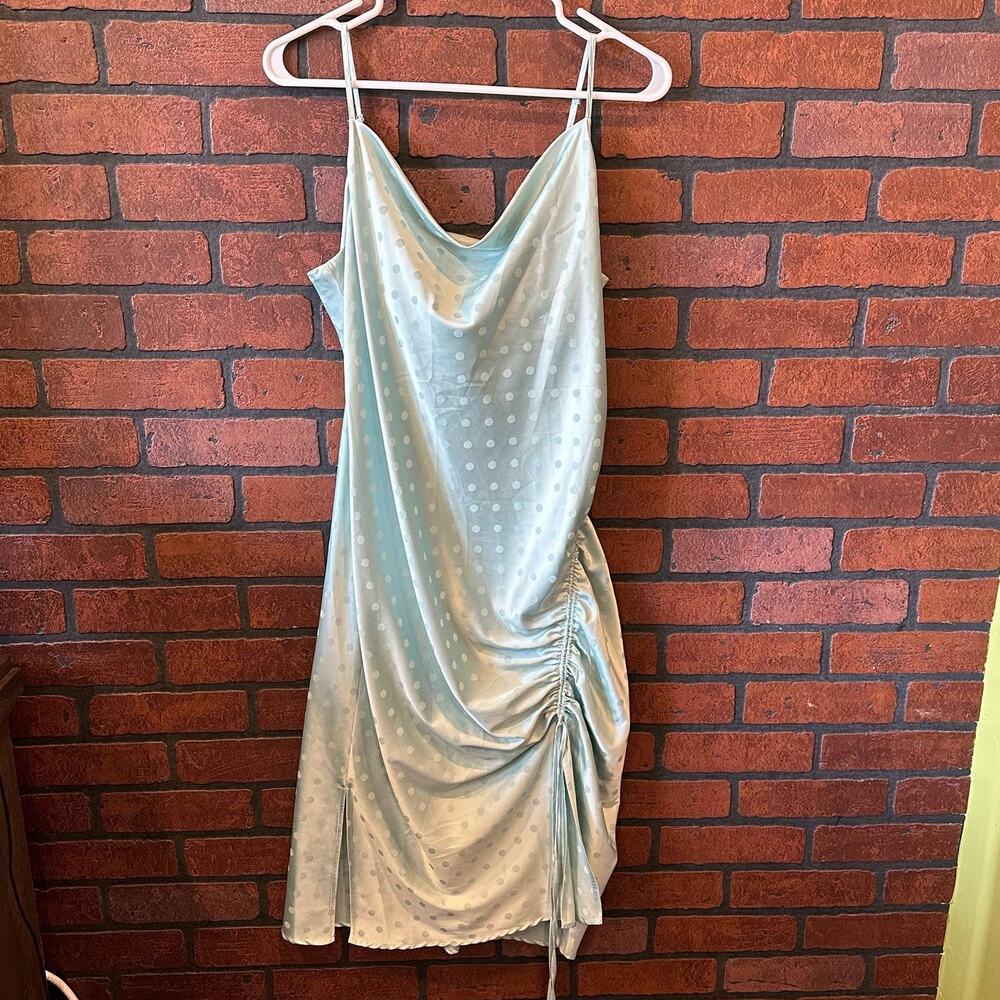 NWT Skies Are Blue Silky Polka Dot Mint Green Slip Dress Size Medium